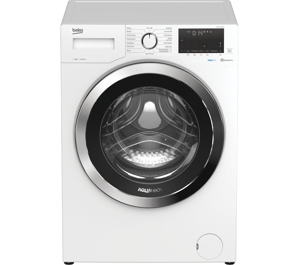 BEKO Aquatech WEX94064E0W Bluetooth 9 kg 1400 Spin Washing Machine - White, White