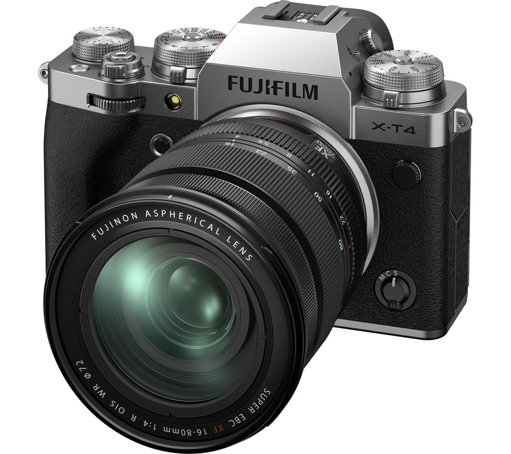 FUJIFILM X-T4 Mirrorless Camera with FUJINON XF 16-80 mm f/4 R OIS WR Lens - Silver, Silver