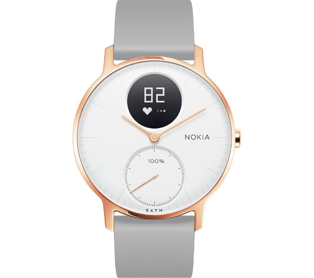 NOKIA Steel HR 36 Fitness Watch - Rose Gold & Grey, Silicone Strap, Gold