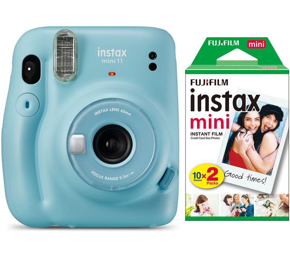 INSTAX mini 11 Instant Camera & 20 Shot INSTAX Mini Film Pack Bundle - Sky Blue, Blue