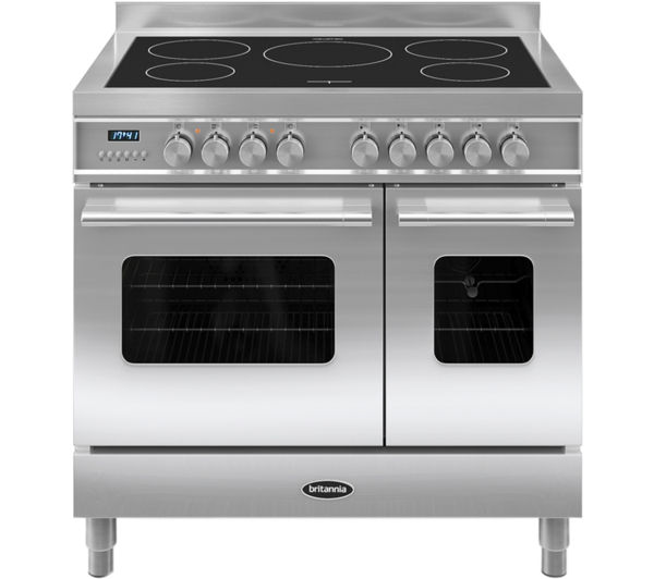 BRITANNIA Delphi 90 Twin Electric Induction Range Cooker - Stainless Steel, Stainless Steel