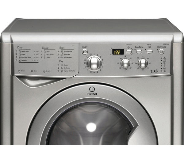 Indesit Washer Dryer IWDD7143S  - Silver, Silver