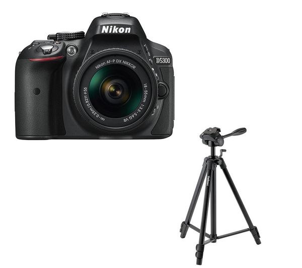 NIKON D5300 DSLR Camera, 18-55 mm f/3.5-5.6 Lens & Tripod Bundle