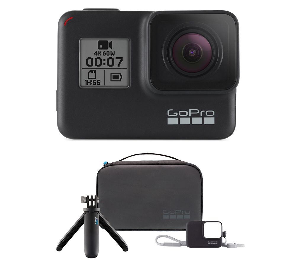 GOPRO HERO7 Black Action Camera & Travel Accessory Kit Bundle, Black