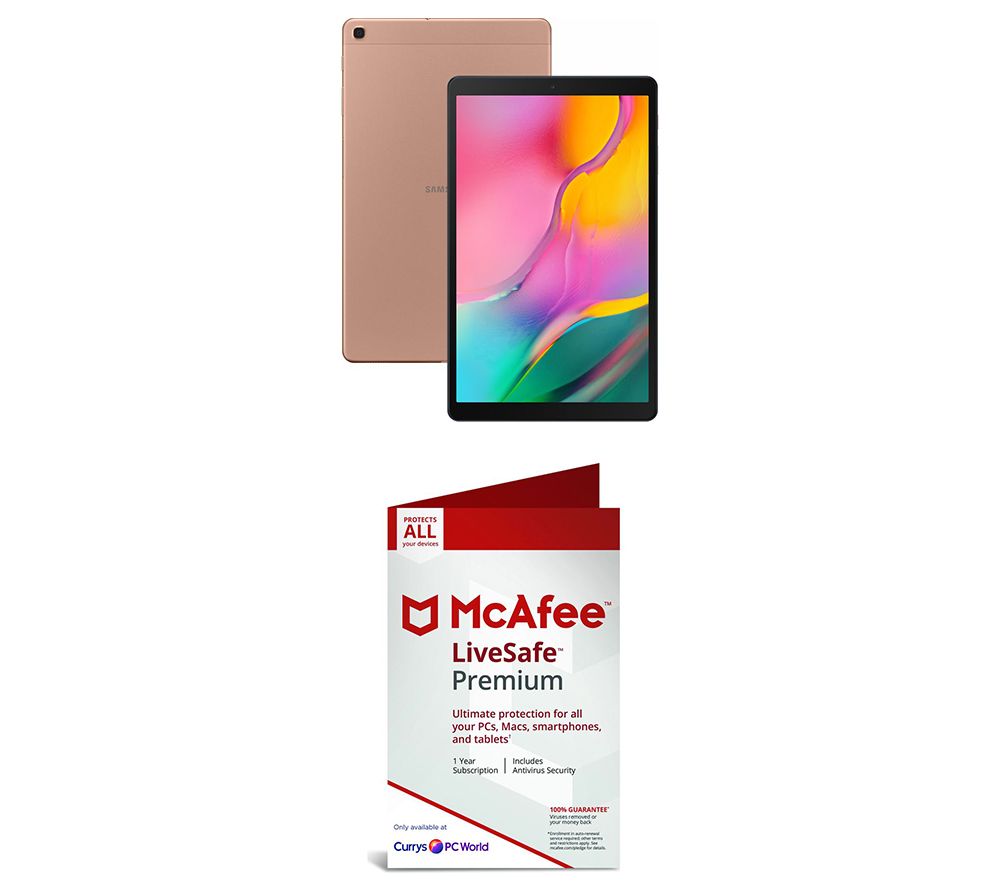 SAMSUNG Galaxy Tab A 10.1" Tablet (2019) & LiveSafe Premium 2019 Bundle - Gold, Gold