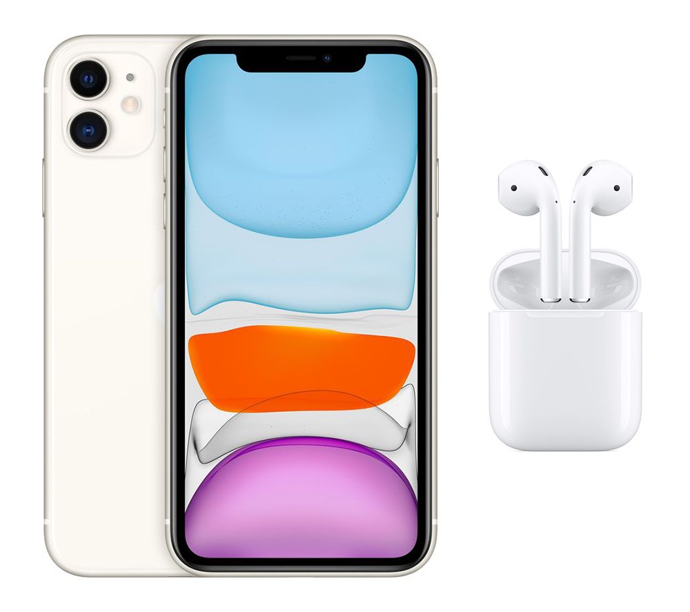 APPLE iPhone 11 & AirPods with Charging Case (2nd generation) Bundle - 64 GB, White, White