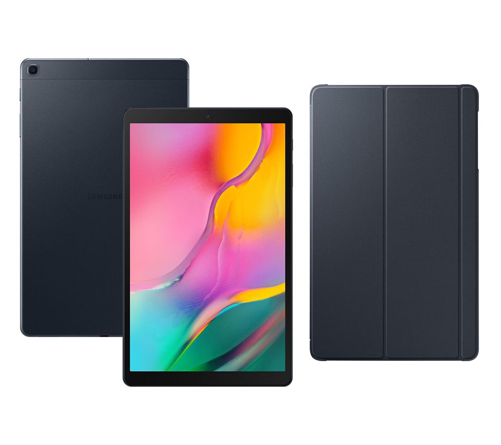 SAMSUNG Galaxy Tab A 10.1" 4G Tablet & Black Smart Cover Bundle - 32 GB, Black, Black
