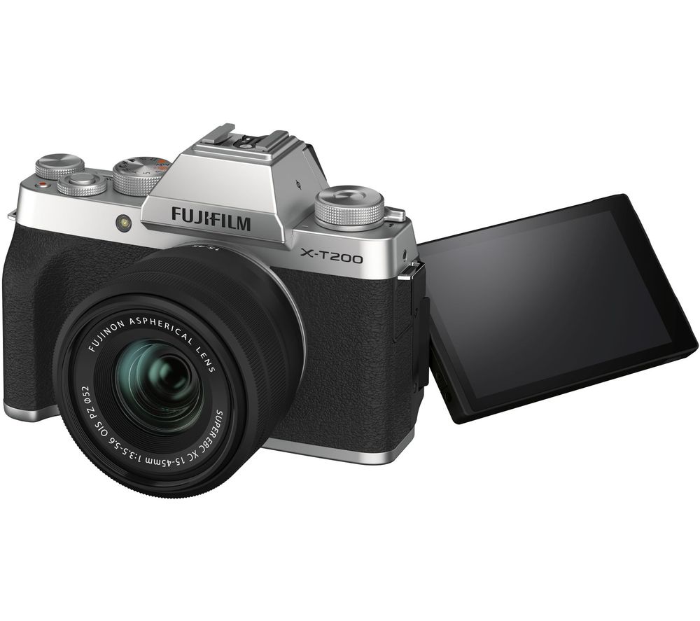 FUJIFILM X-T200 Mirrorless Camera with FUJINON XC 15-45 mm f/3.5-5.6 OIS PZ Lens - Silver, Silver