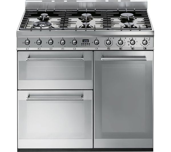 SMEG Symphony 90 cm Dual Fuel Range Cooker - Stainless Steel, Stainless Steel