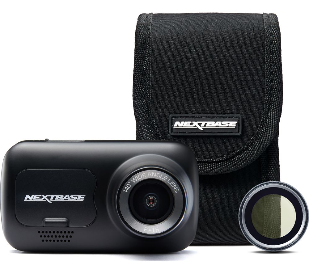 NEXTBASE 222 Full HD Dash Cam, Case & Polarising Filter Bundle - Black, Black