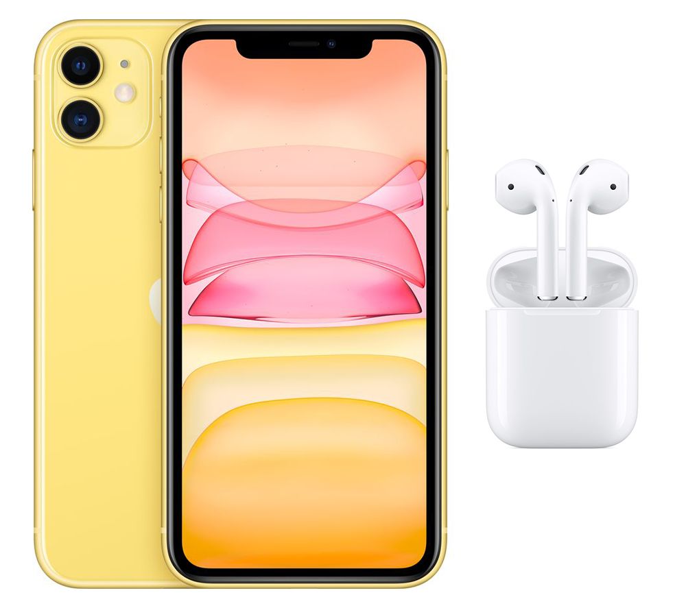 APPLE iPhone 11 & AirPods with Charging Case (2nd generation) Bundle - 64 GB, Yellow, Yellow