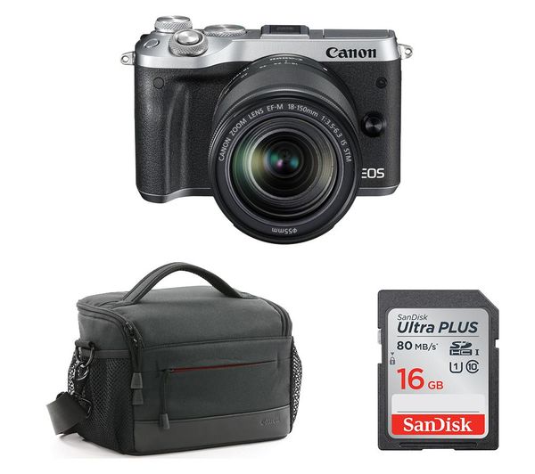 CANON EOS M6 Mirrorless Camera with 18-150 mm f/3.5-6.3 Lens & Accessories Bundle