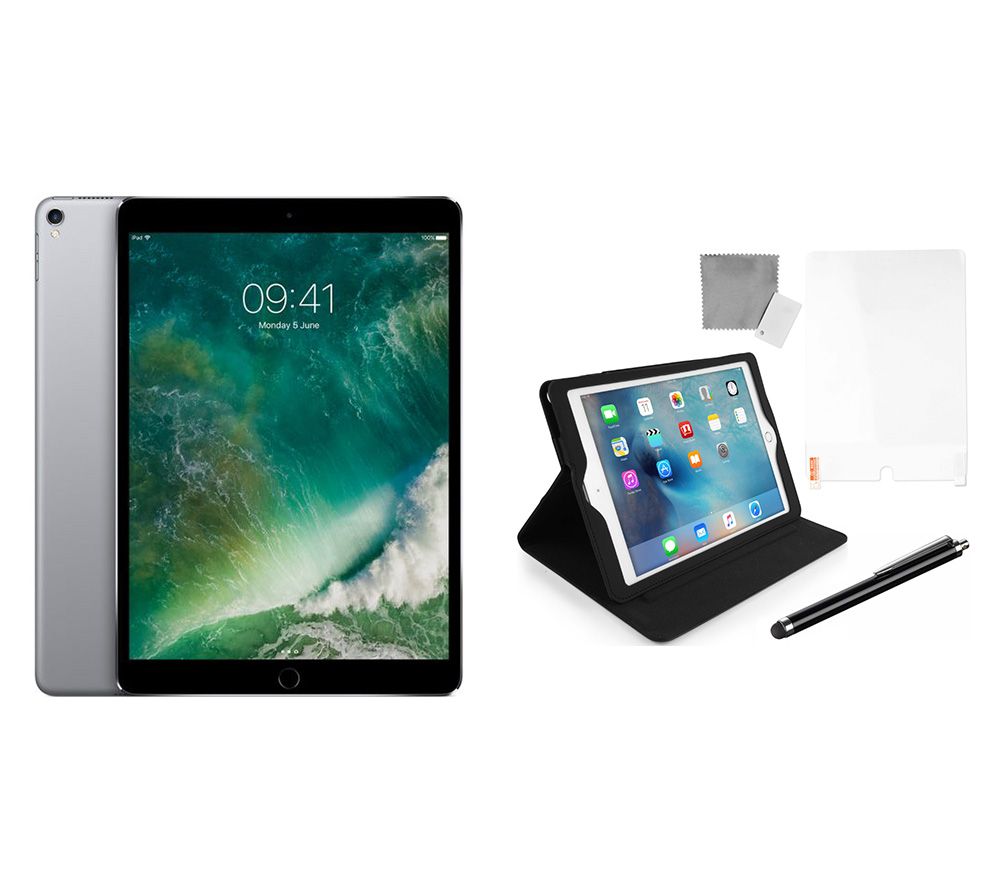 APPLE 10.5" iPad Pro Cellular (2017) & Black iPad Pro Starter Kit Bundle - 64 GB, Space Grey, Black