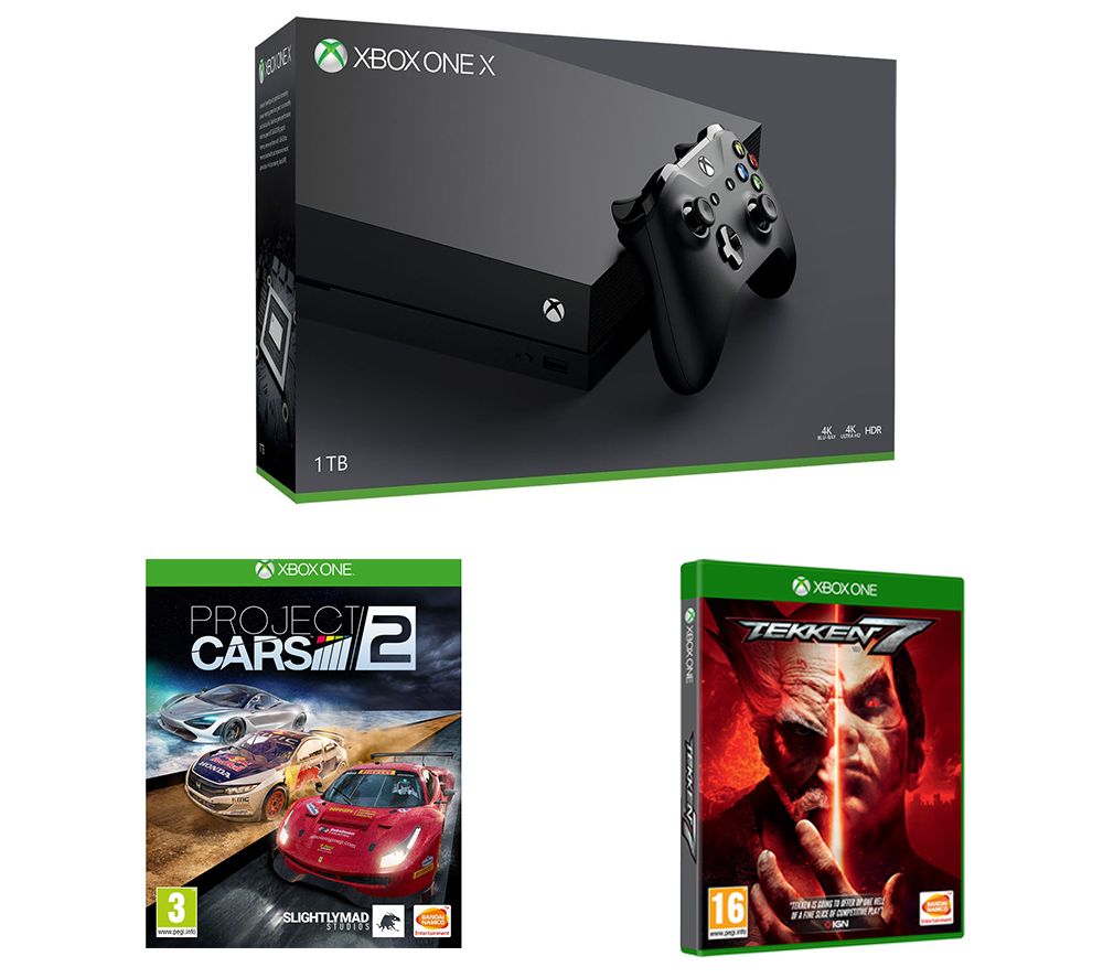 MICROSOFT Xbox One X, Tekken 7 & Project Cars 2 Bundle - Black, Black