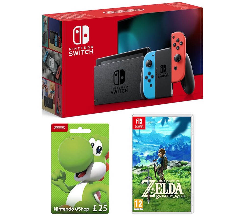 NINTENDO Switch, The Legend of Zelda: Breath of the Wild & eShop Gift Card Bundle, Neon