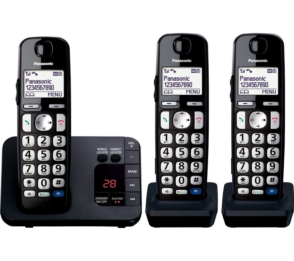 KX-TGE723EB Cordless Phone - Triple Handsets