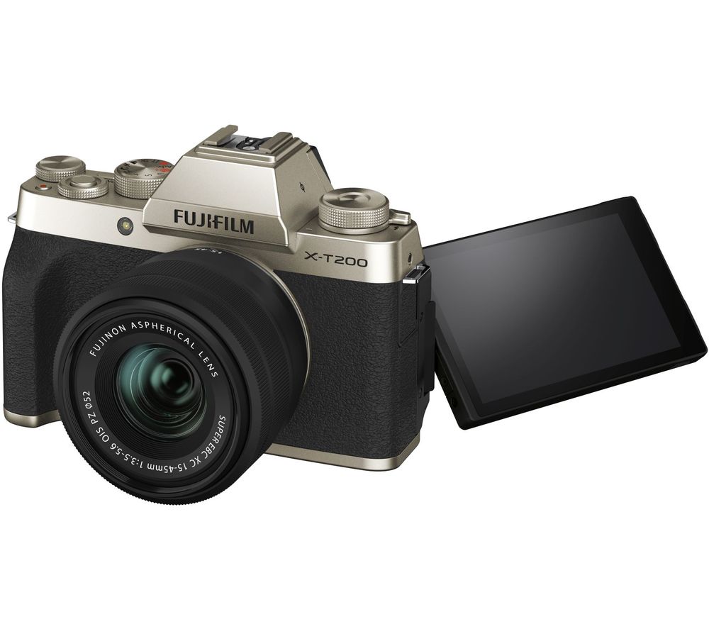 FUJIFILM X-T200 Mirrorless Camera with FUJINON XC 15-45 mm f/3.5-5.6 OIS PZ Lens - Champagne Gold, Gold