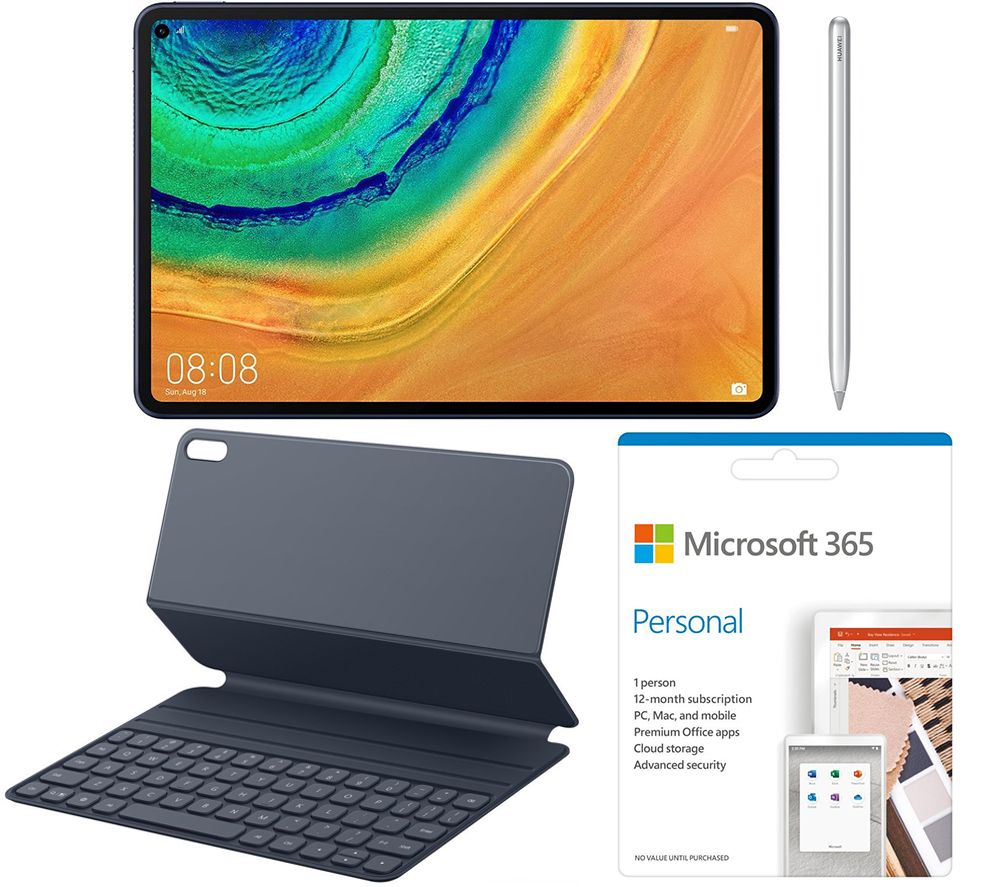 HUAWEI MatePad Pro 10.8" Tablet, Keyboard Folio, Smart Pen & Microsoft 365 Personal Bundle - 1 year for 1 user, Blue