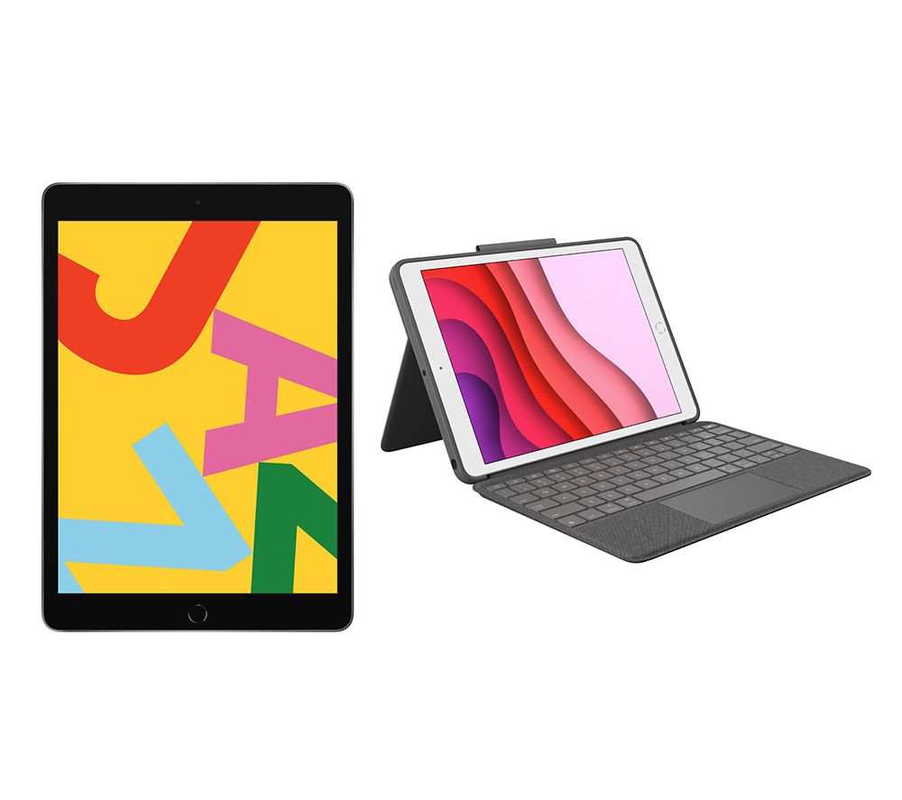 APPLE 10.2" iPad (2019) & Combo Touch iPad 10.2" Keyboard Folio Case Bundle - 32 GB, Space Grey, Grey