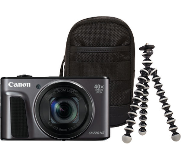 Canon PowerShot SX720 HS Superzoom Compact Camera & Travel Kit - Black, Black