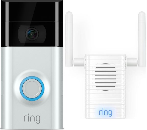 RING Video Doorbell 2 & Chime Pro Wi-Fi Extender & Indoor Door Chime Bundle