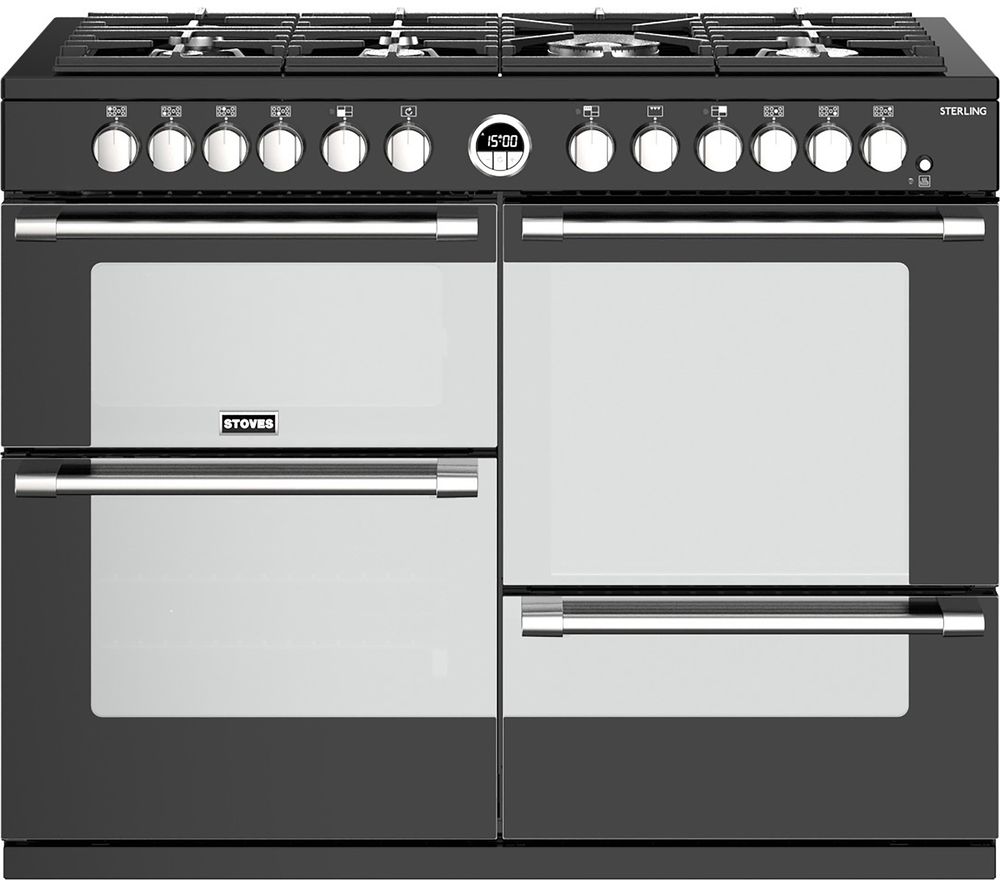 STOVES Sterling S1100DF 110 cm Dual Fuel Range Cooker - Black, Black