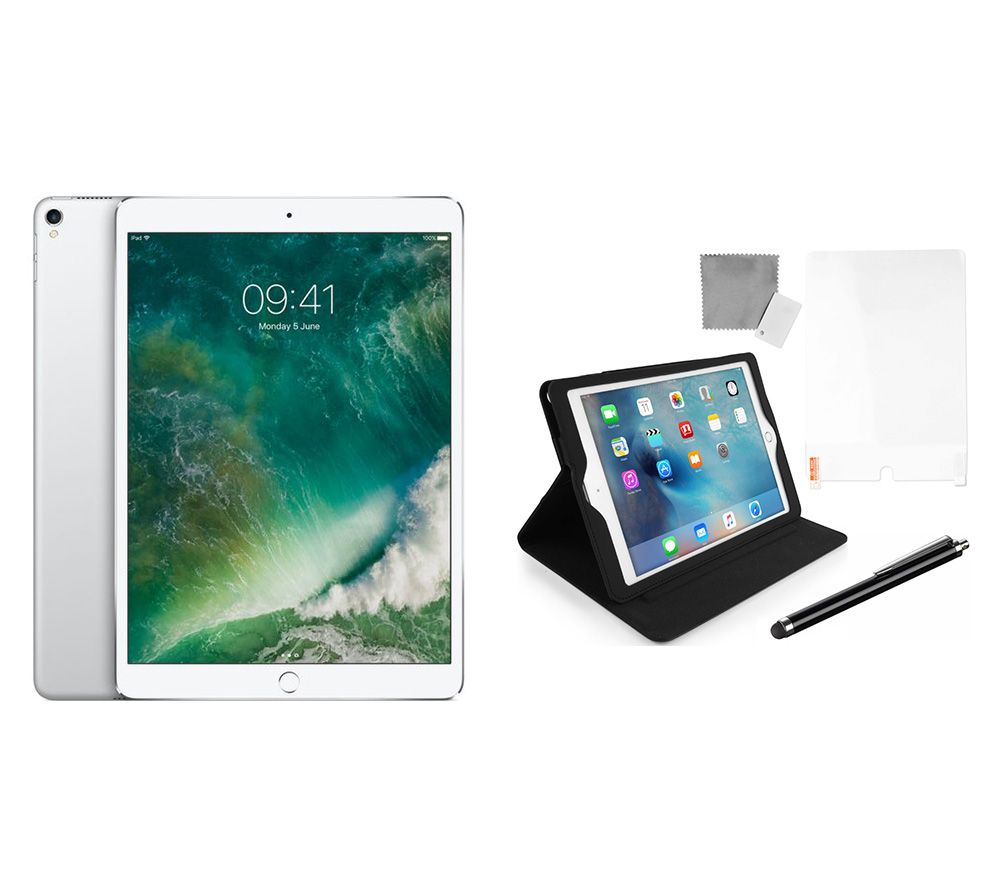 APPLE 10.5" iPad Pro Cellular (2017) & Black iPad Pro Starter Kit Bundle - 64 GB, Silver, Black
