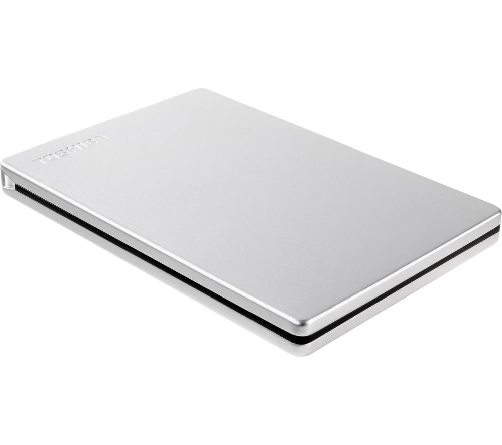 TOSHIBA Canvio Slim External Hard Drive - 2 TB, Silver, Silver/Grey