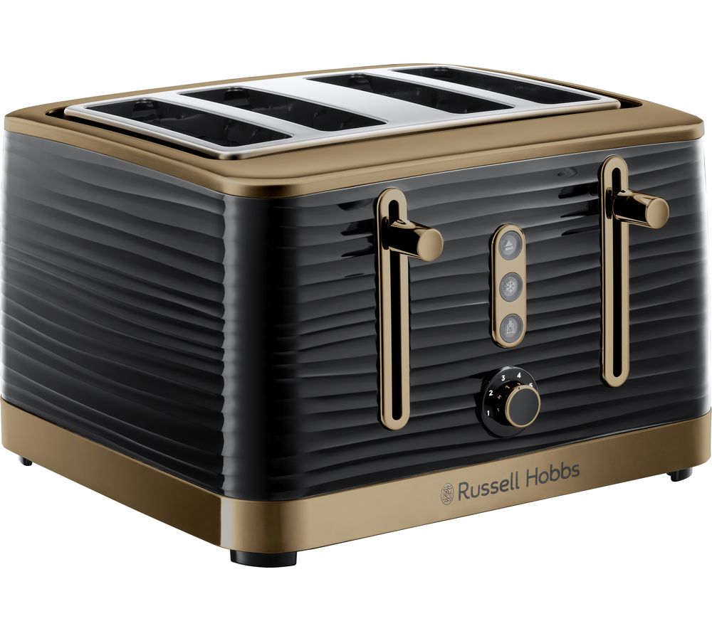 R HOBBS Inspire Luxe 24385 4-Slice Toaster - Black & Brass, Black