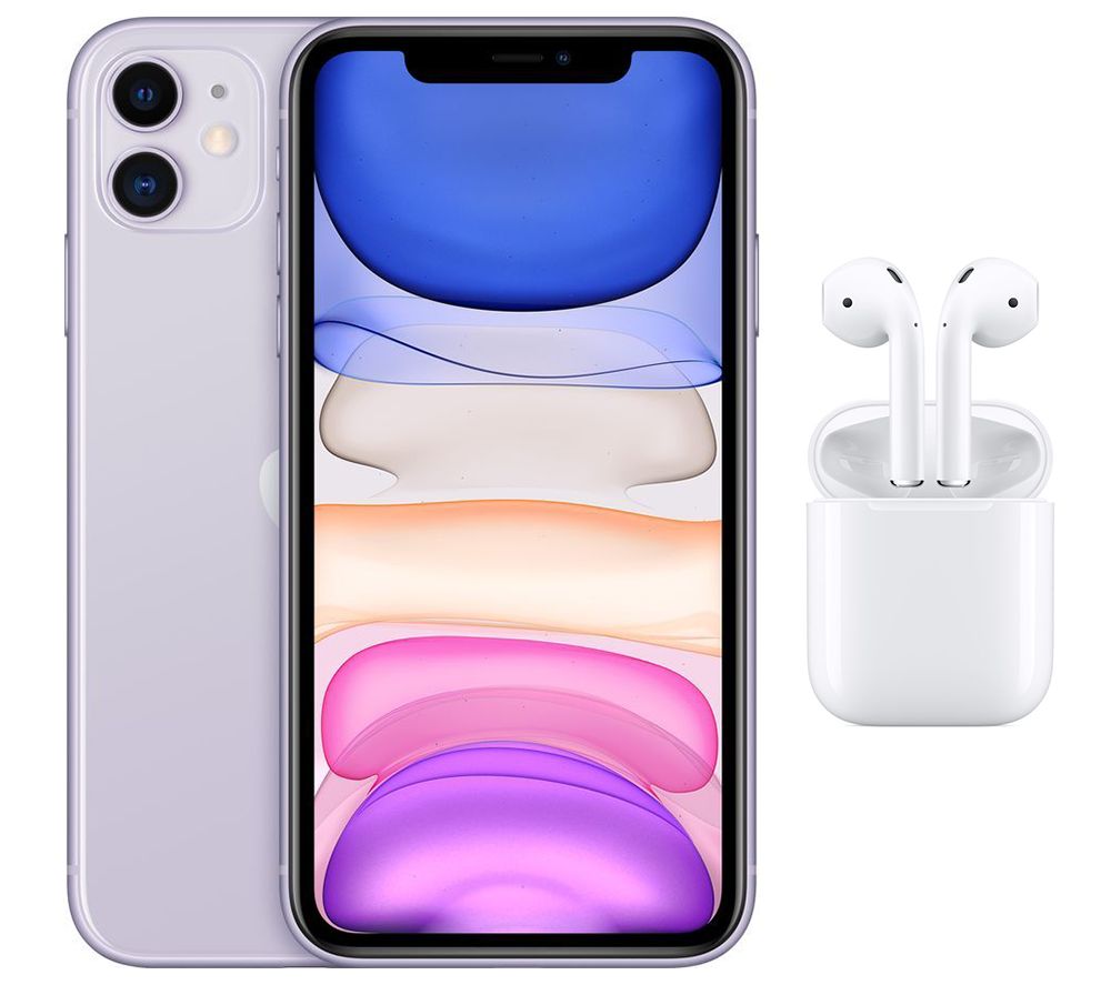 APPLE iPhone 11 & AirPods with Charging Case (2nd generation) Bundle - 64 GB, Purple, Purple
