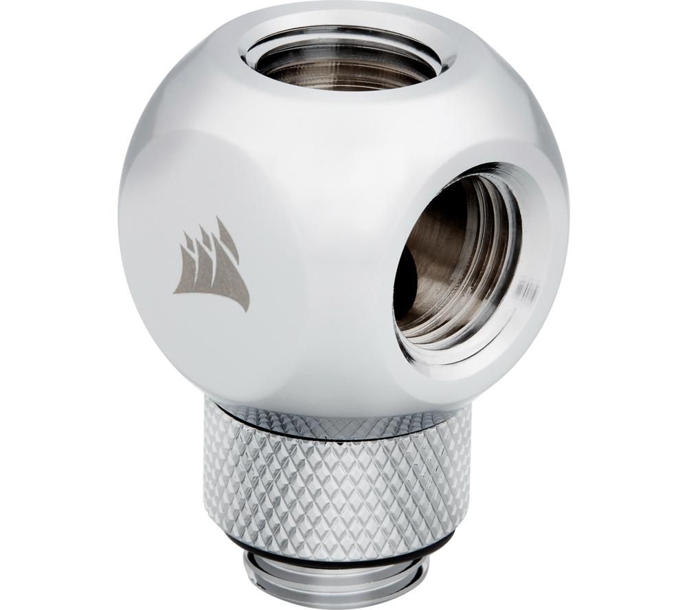 CORSAIR Hydro X Series XF Y-Splitter Rotary Fitting Adapter - G1/4", Chrome, Silver/Grey