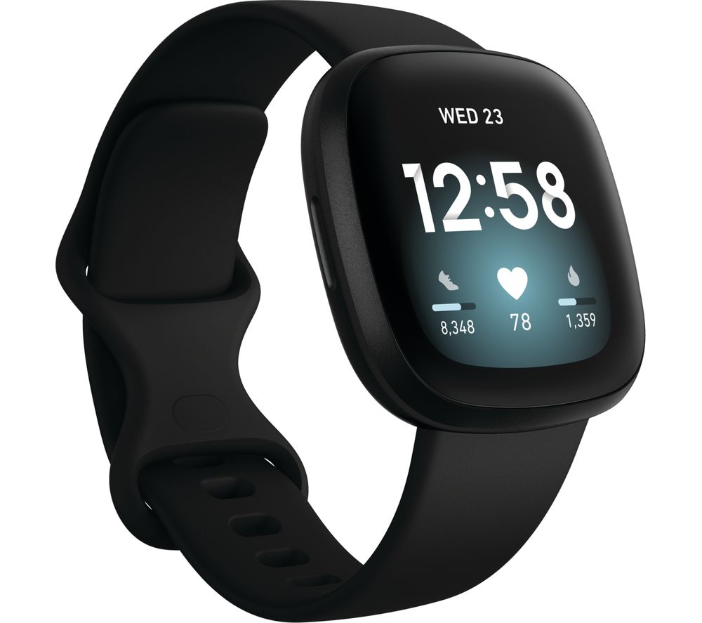 Fitbit Versa 3 Smart Watch with Alexa & Google Assistant - Black, Black