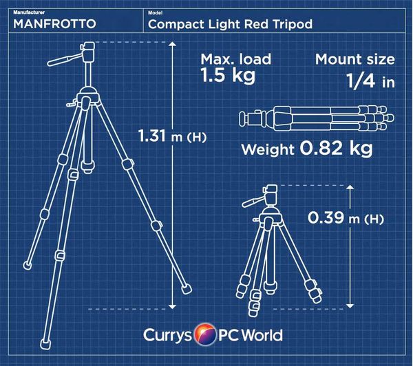 MANFROTTO Compact Light Red Tripod, Red