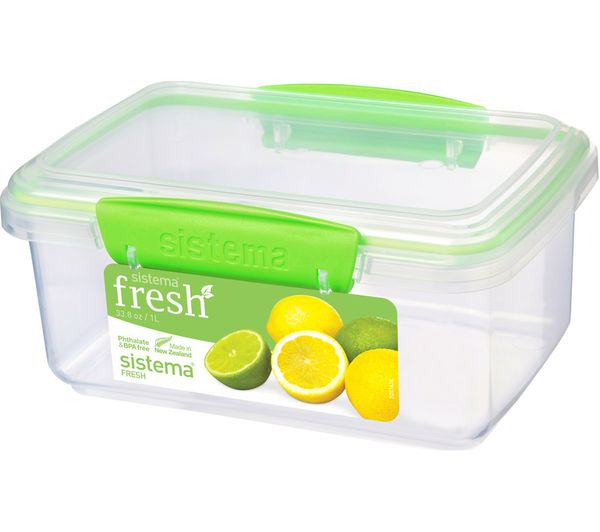 SISTEMA Fresh Rectangular 1 litre Container - Green, Green