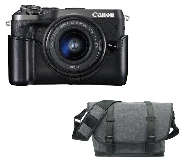 Canon EOS M6 Mirrorless Camera with 15-45 mm f/3.5-6.3 Lens & Bag Bundle, Grey