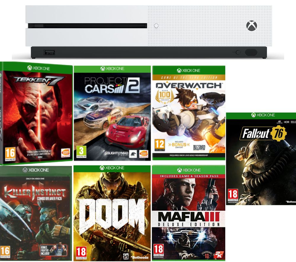 MICROSOFT Xbox One S, Overwatch, Tekken 7, Killer Instinct, Mafia III, Doom, Fallout & Project Cars 2 Bundle