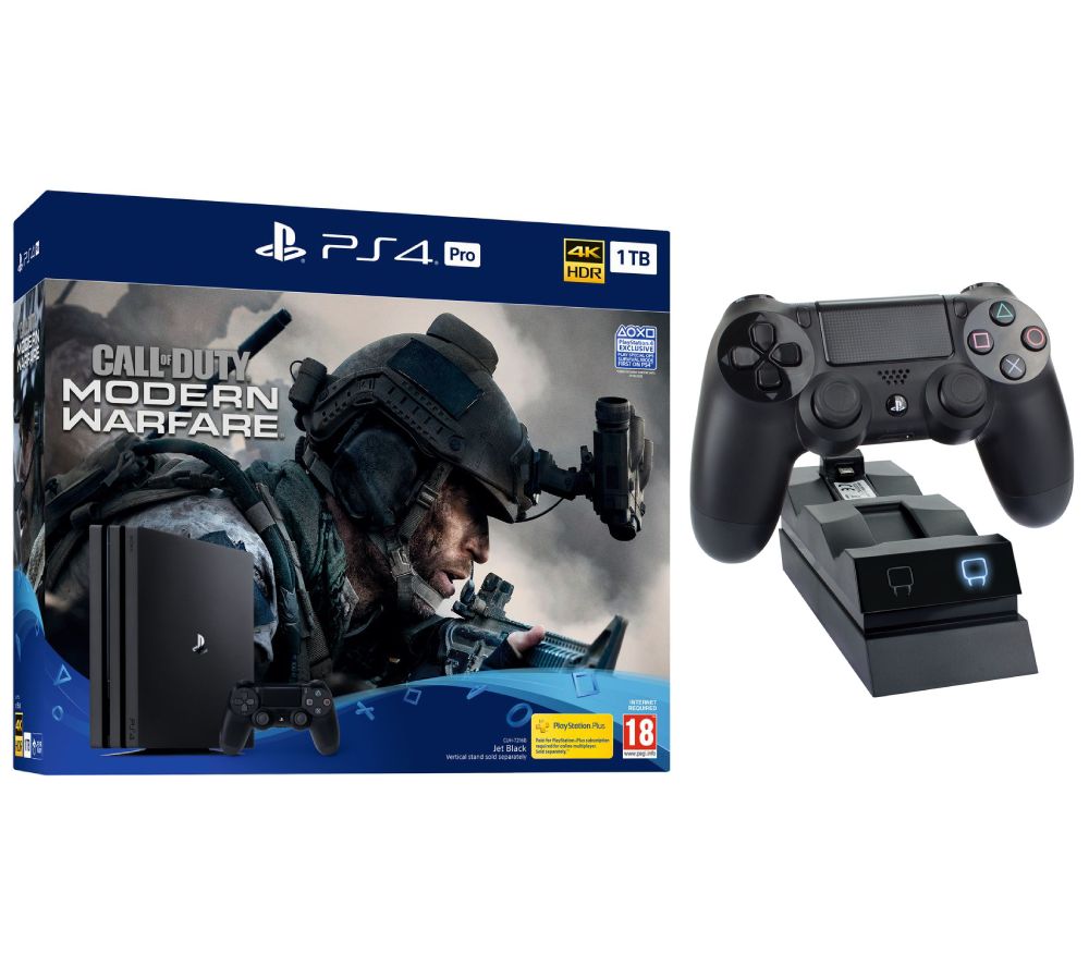 SONY PlayStation 4 Pro with Call of Duty Modern Warfare & Twin Docking Station Bundle, Red