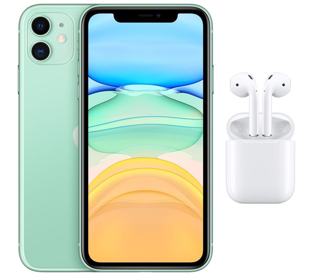 APPLE iPhone 11 & AirPods with Charging Case (2nd generation) Bundle - 64 GB, Green, Green