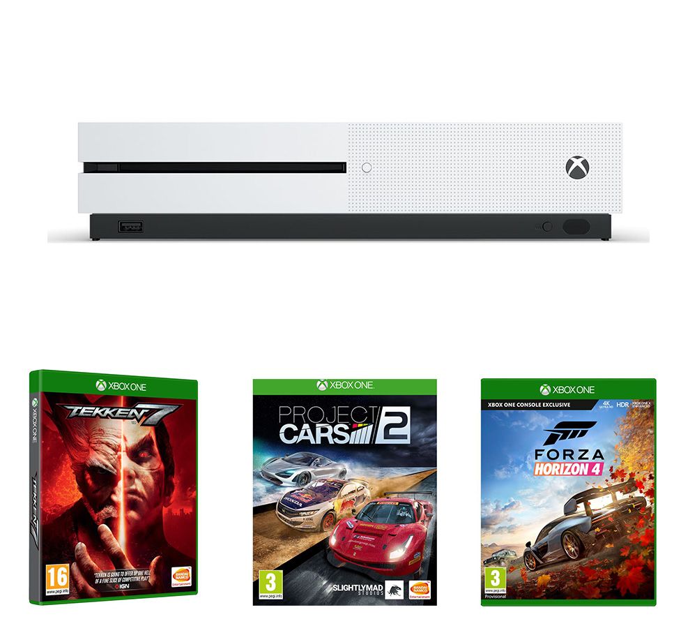 MICROSOFT Xbox One S, Forza Horizon 4, Tekken 7 & Project Cars 2 Bundle, Snow