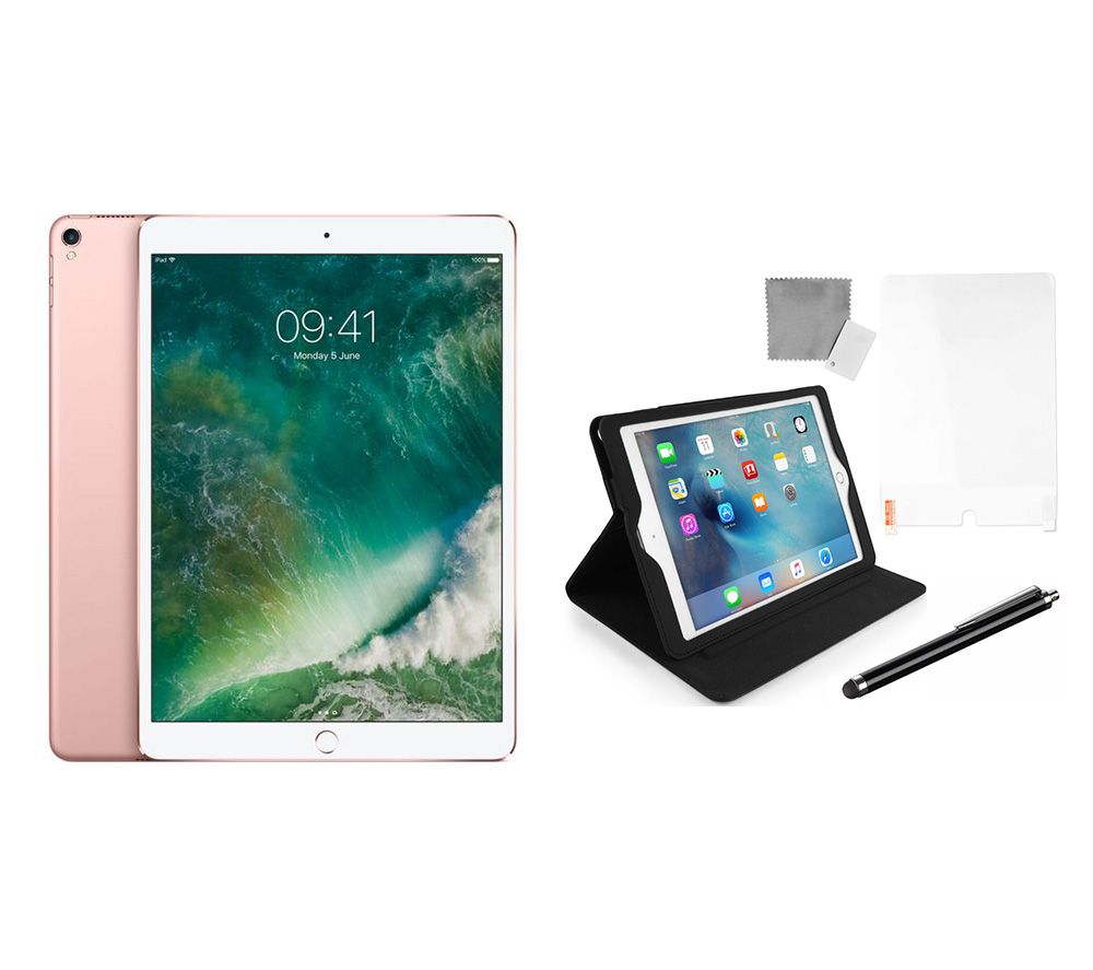 APPLE 10.5" iPad Pro Cellular (2017) & Black iPad Pro Starter Kit Bundle - 64 GB, Rose Gold, Black