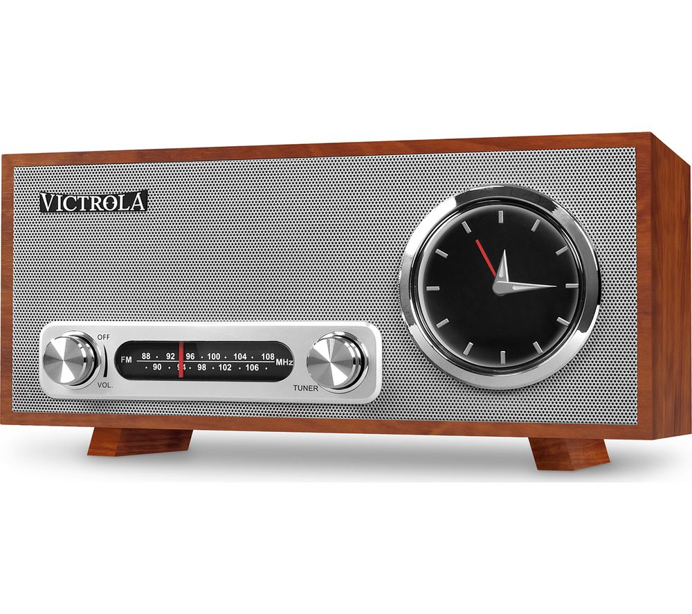 VICTROLA Broadway VC-150 FM Retro Bluetooth Clock Radio - Mahogany