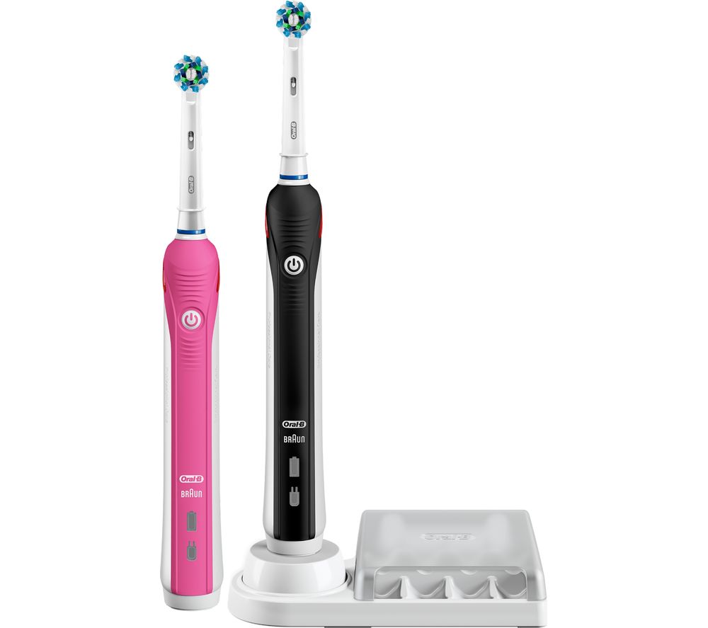 ORAL B Smart 4 4900 Electric Toothbrush - Black & Pink, Pack of 2, Black