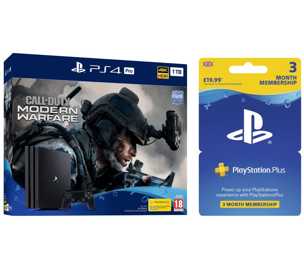 SONY PlayStation 4 Pro with Call of Duty: Modern Warfare & PlayStation Plus 3 Month Subscription Bundle