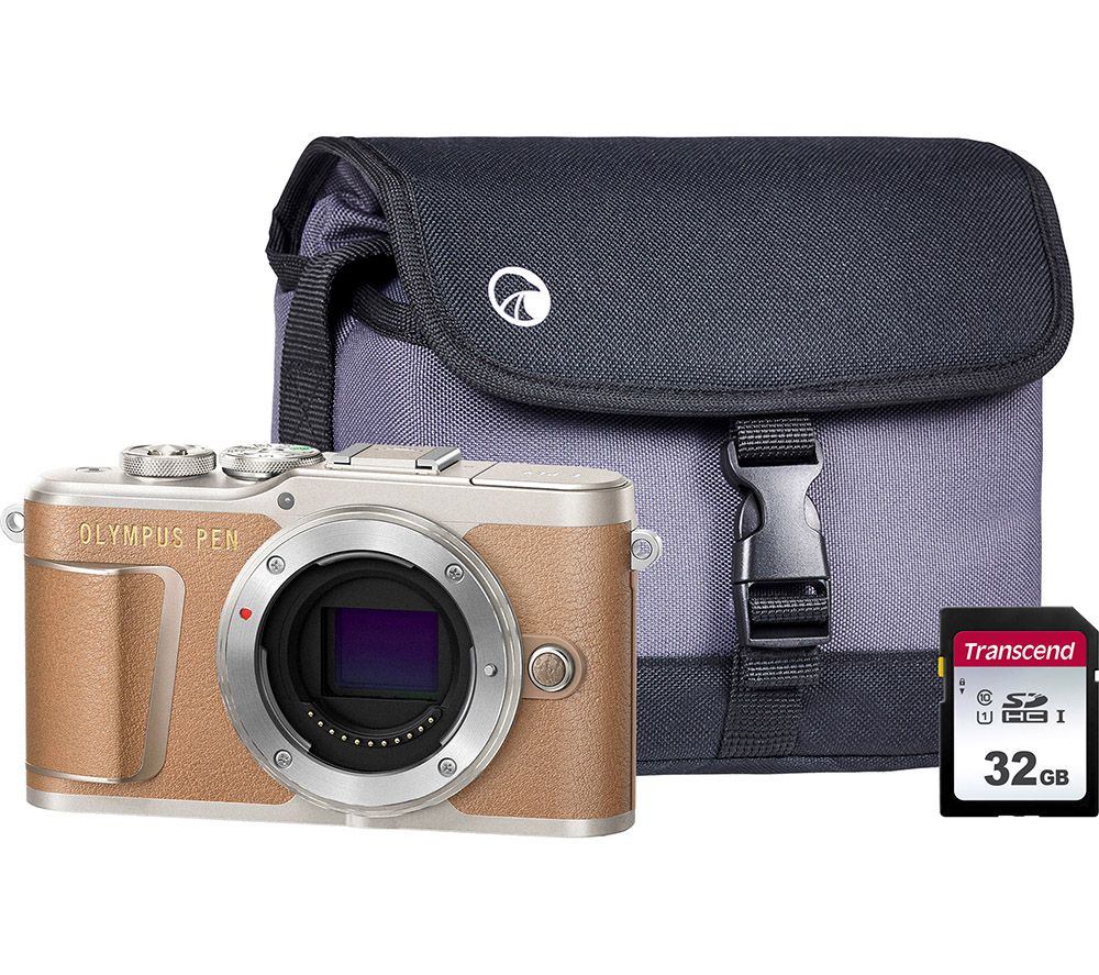 OLYMPUS PEN E-PL9 Mirrorless Camera with 32 GB SD Card & Case - Brown, Body Only, Brown