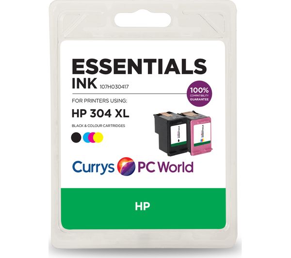ESSENTIALS HP 304XL Black & Tri-colour Ink Cartridges, Black