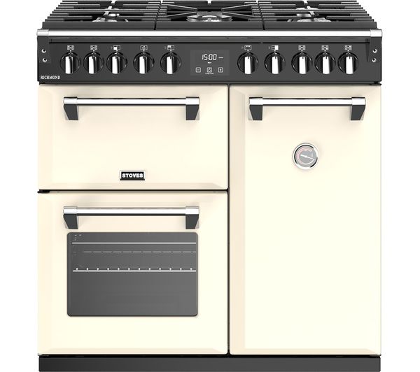 STOVES Richmond S900DF CC 90 cm Dual Fuel Range Cooker - Cream & Black, Cream