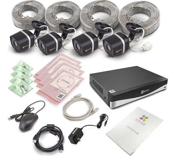 EZVIZ 4-Channel 4K Ultra HD Home Security Kit - 4 Cameras, 2 TB DVR