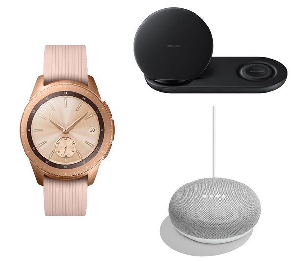 SAMSUNG Galaxy Watch with Home Mini & Duo Qi Wireless Charging Pad Bundle - Rose Gold, Gold