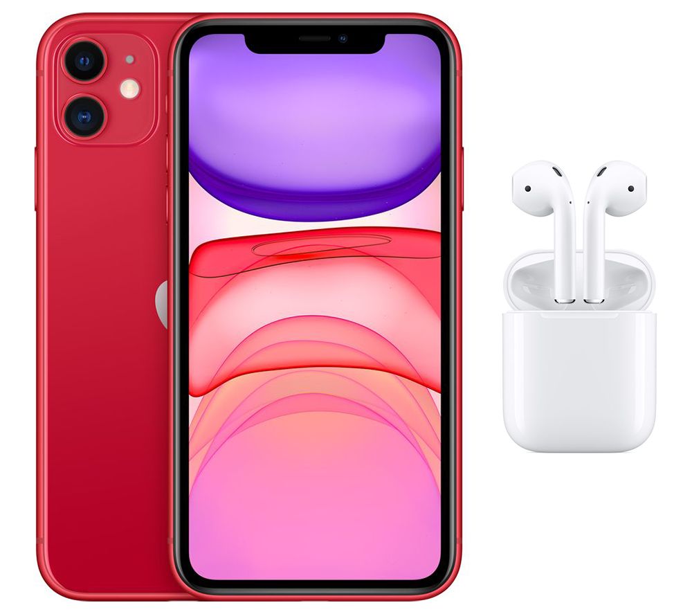 APPLE iPhone 11 & AirPods with Charging Case (2nd generation) Bundle - 128 GB, Red, Red
