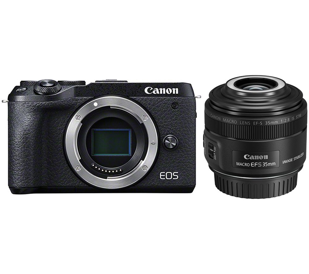 CANON EOS M6 Mark II Mirrorless Camera & EF-S 35 mm f/2.8 IS STM Macro Lens Bundle, Black